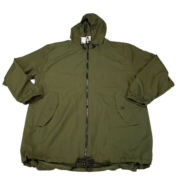 Victoria's Secret PINK Anorak Jacket Womens M Olive Mesh Lined Hooded Full Zip - Picture 1 of 16